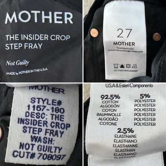 MOTHER Insider Crop Jean Step Fray Hem Not Guilty Chic Classic Minimal Black 27 - Picture 14 of 15